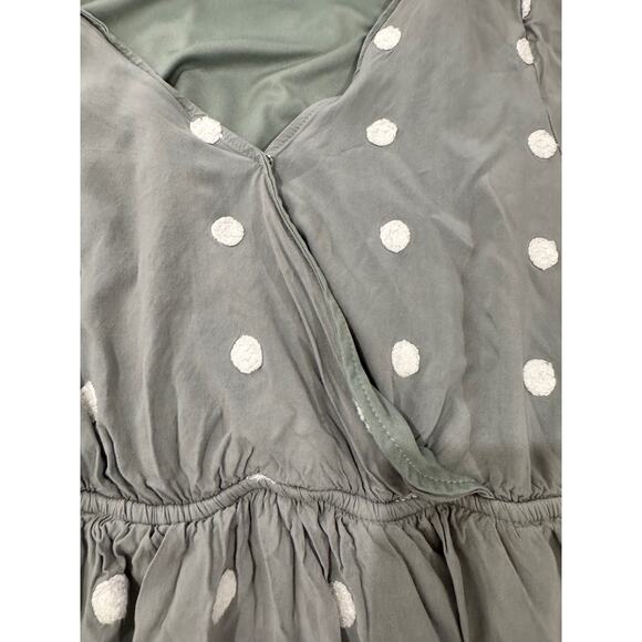 Bohme Wrap Midi Dress Women's Large Sage Green Pockets Boho Cottagecore Peasant - Picture 10 of 16